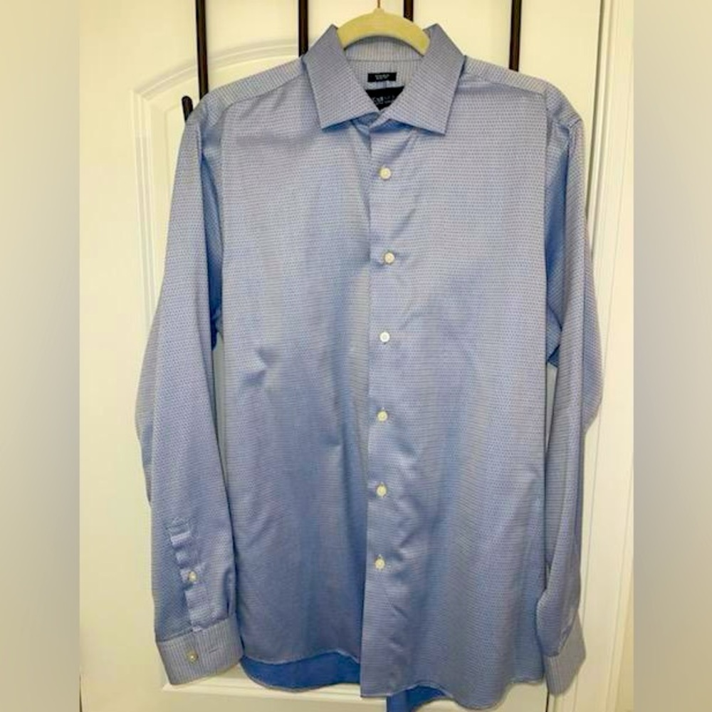 Kenneth Cole Dress Shirt - Blue with unique diamond pattern background